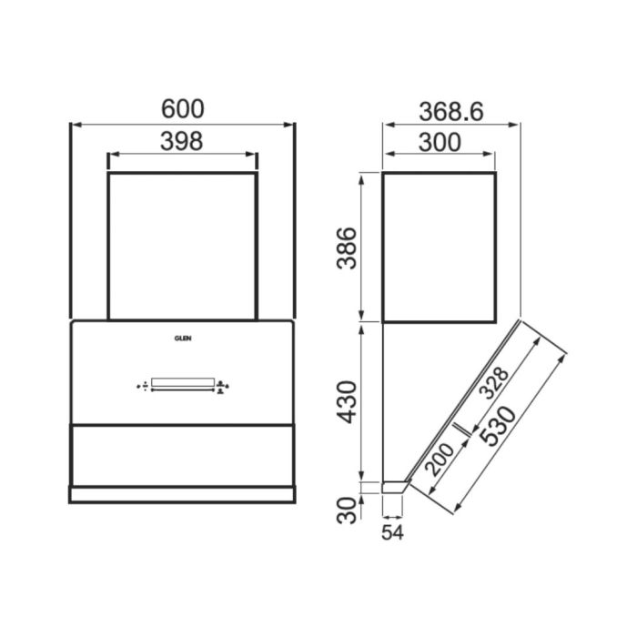 Glen 60 cm Wall Mounted Chimney Filterless Series CH 6074 BLDC MS AC 60 ...